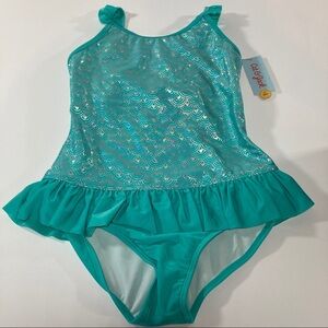 Cat and jack mermaid teal swim suit, Large Plus
